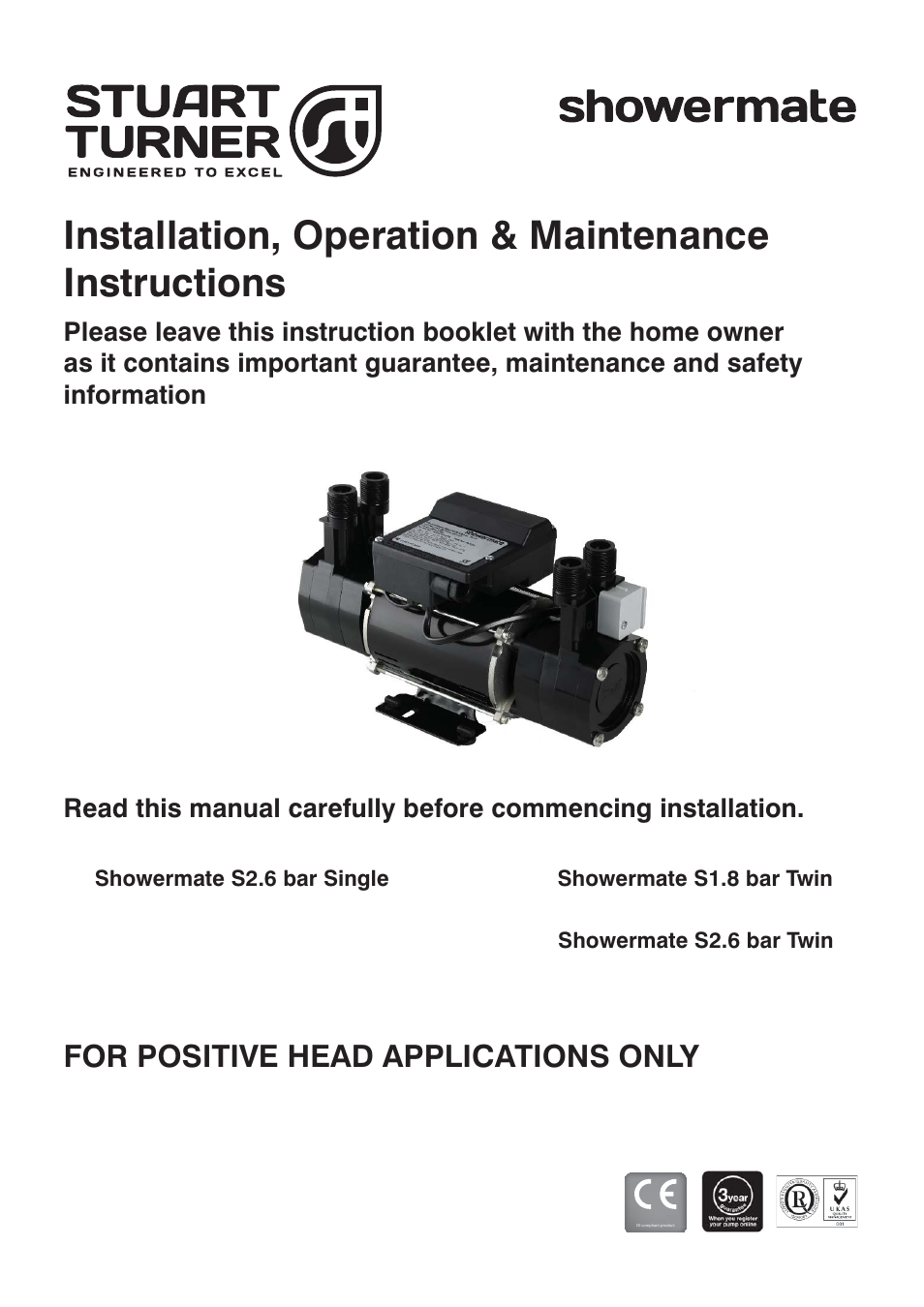 Stuart Turner Showermate S1.8 bar Twin User Manual | 24 pages