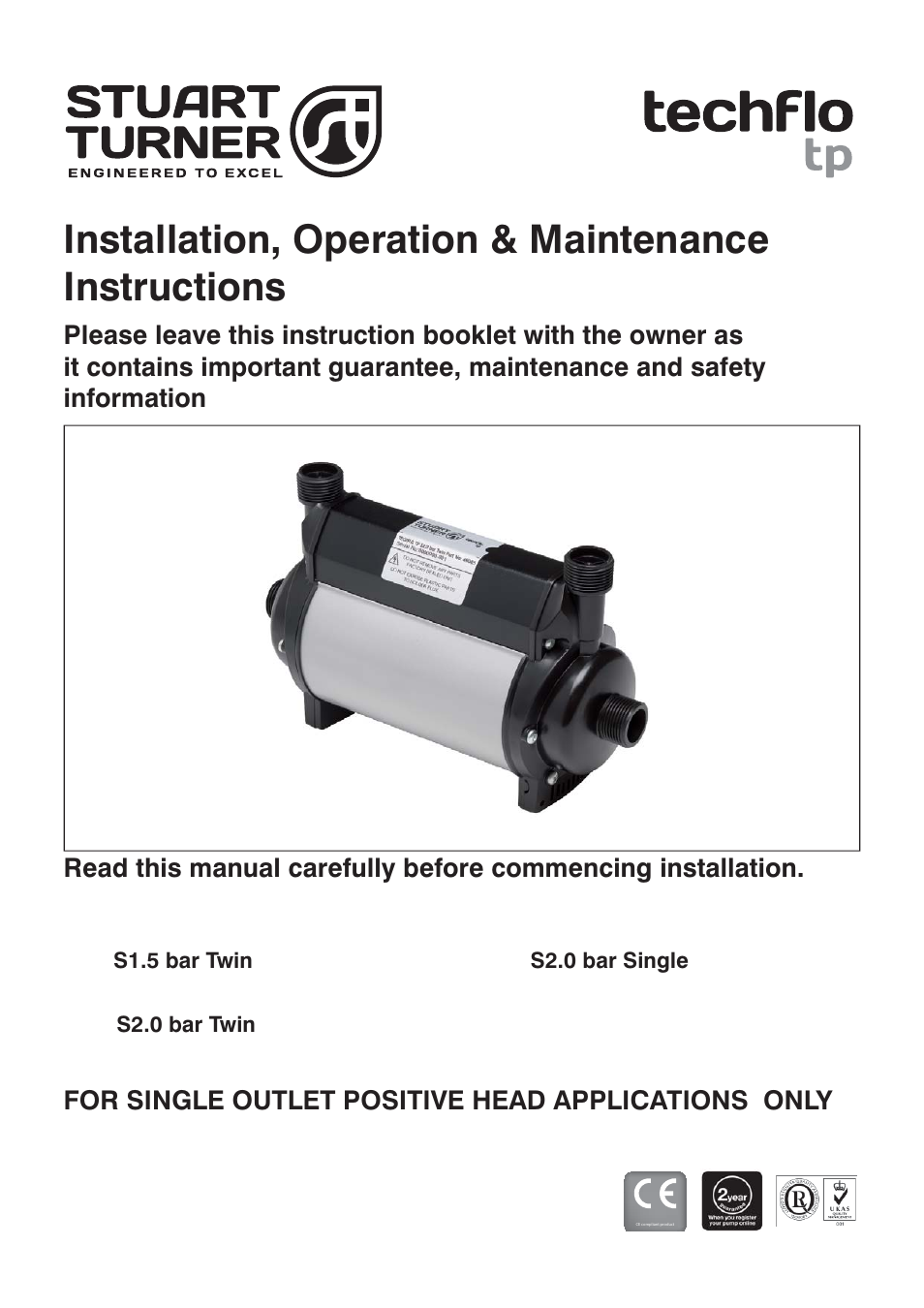 Stuart Turner S1.5 bar Twin User Manual | 20 pages