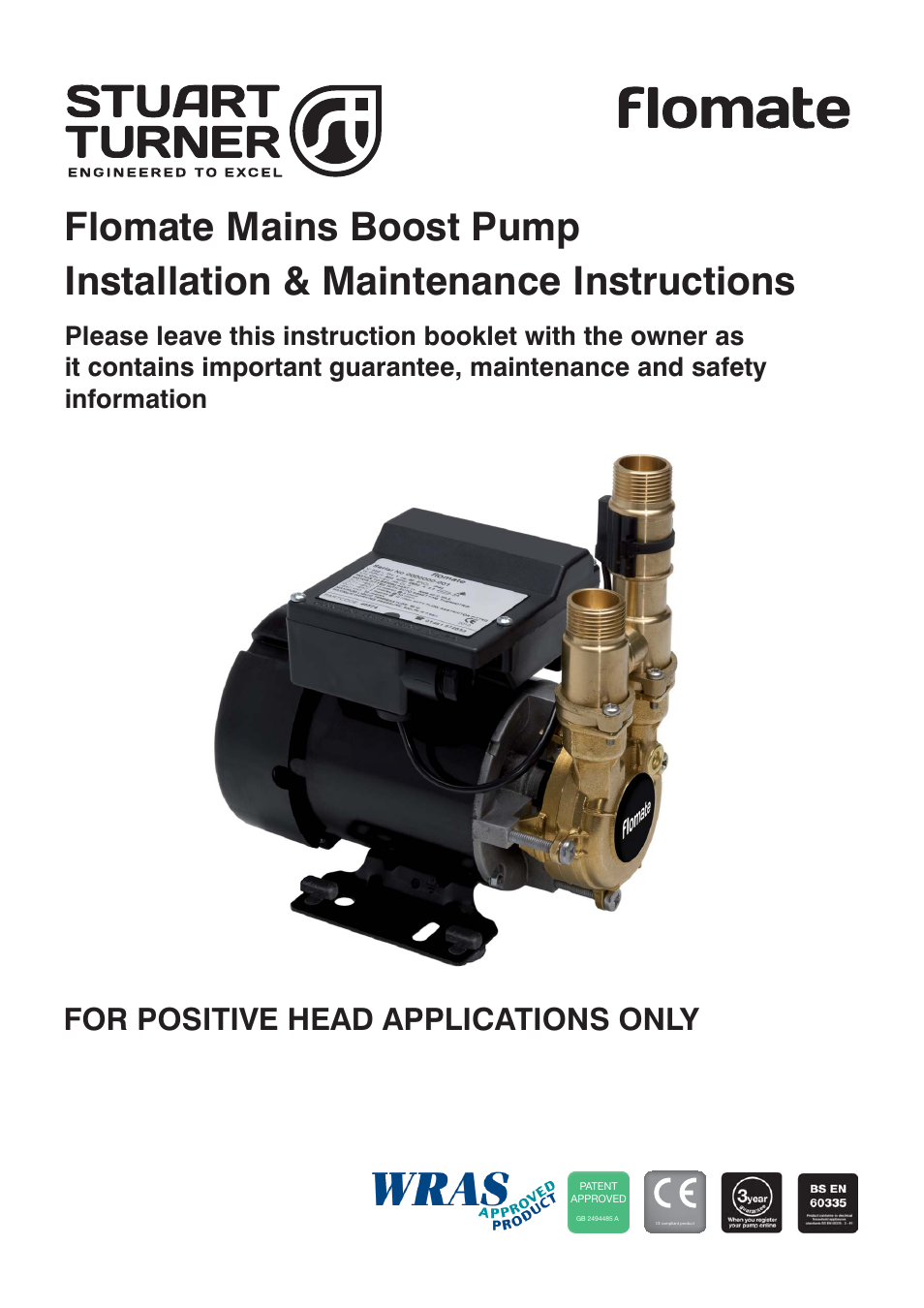 Stuart Turner Flomate Mains Boost User Manual | 16 pages