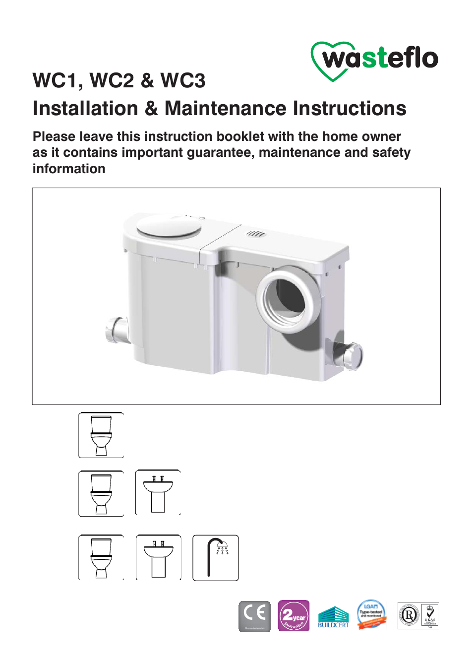 Stuart Turner WC1 Toilet only Macerator User Manual | 20 pages