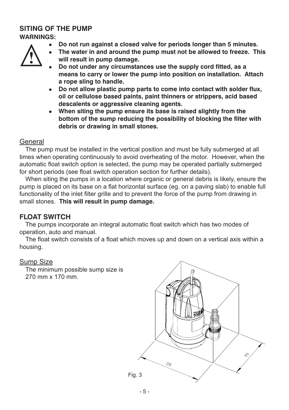 Stuart Turner Submersible Supersub VA User Manual | Page 5 / 16