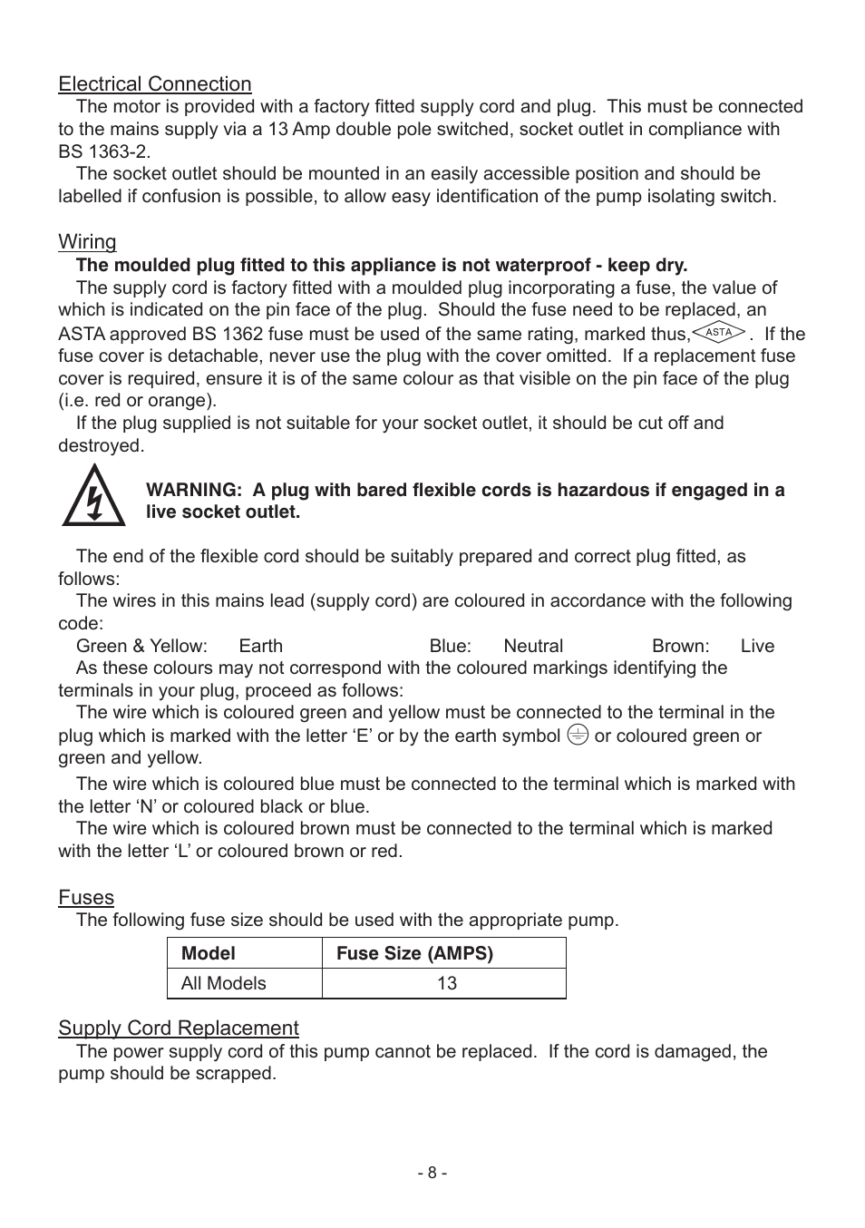 Stuart Turner Submersible Supersub VA User Manual | Page 8 / 16