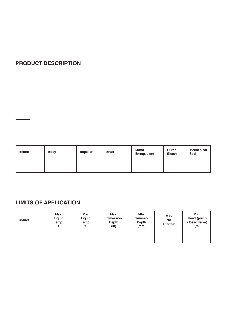 General, Product description, Motor | Pump, Float switch, Limits of application | Stuart Turner Submersible Diver 35 & 45 User Manual | Page 3 / 16