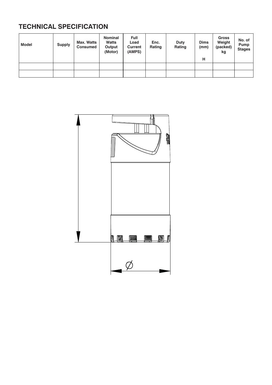 H164, Technical specification | Stuart Turner Submersible Diver 35 & 45 Boostamatic User Manual | Page 12 / 24