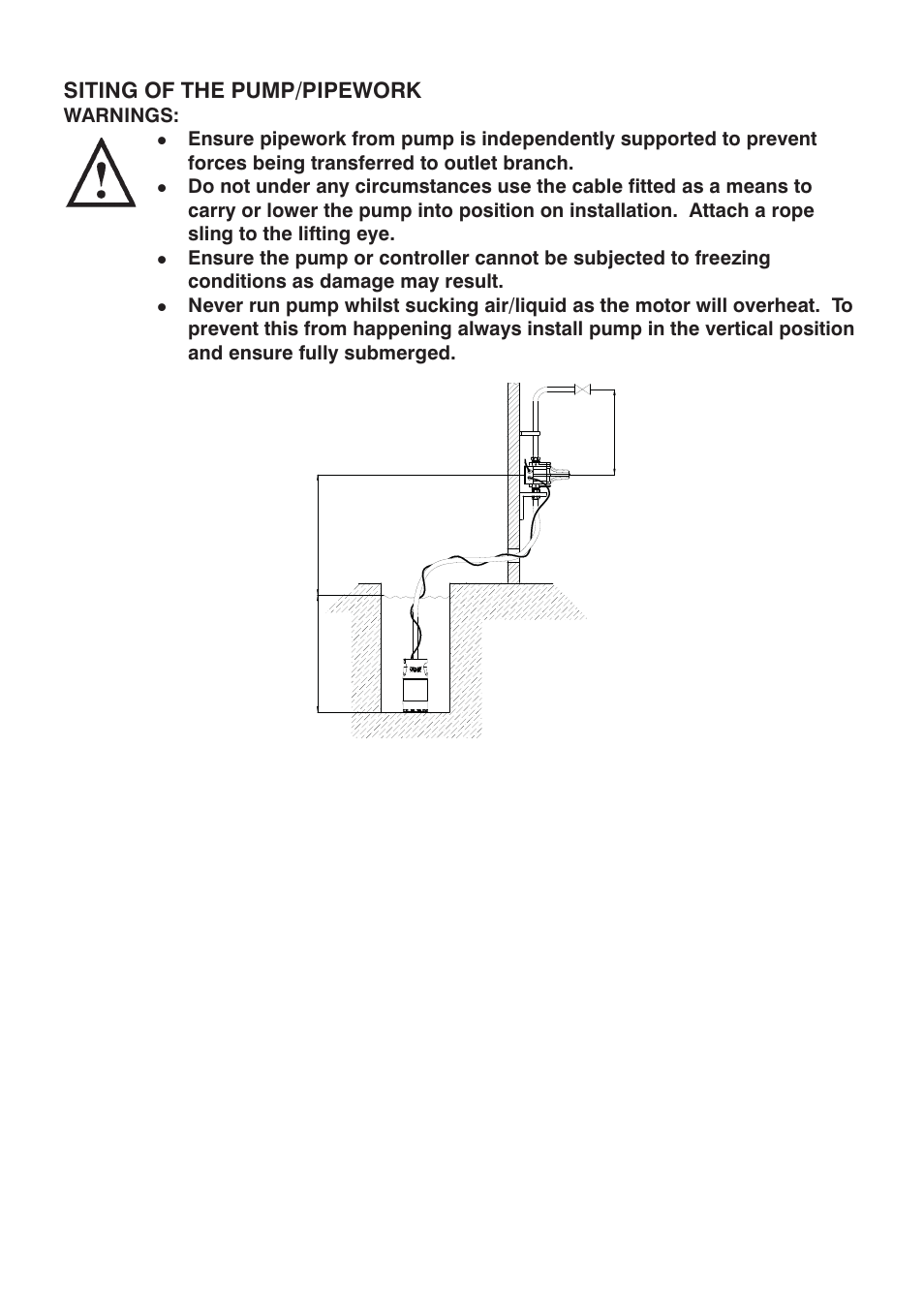 Siting of the pump/pipework | Stuart Turner Submersible Diver 35 & 45 Boostamatic User Manual | Page 2 / 24