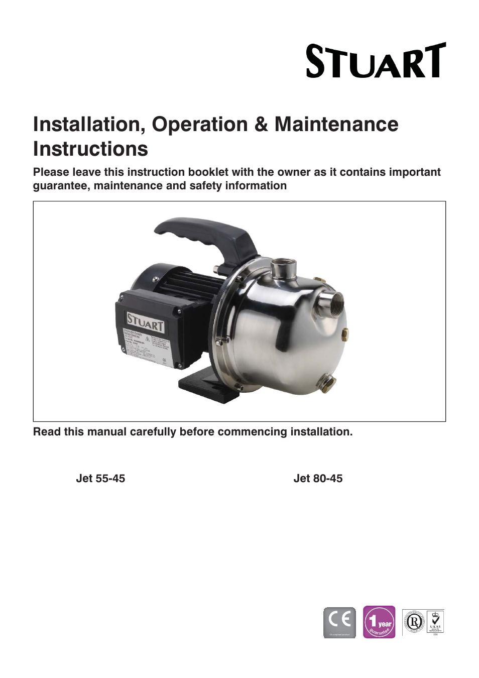 Stuart Turner Jet Pump 45 User Manual | 16 pages
