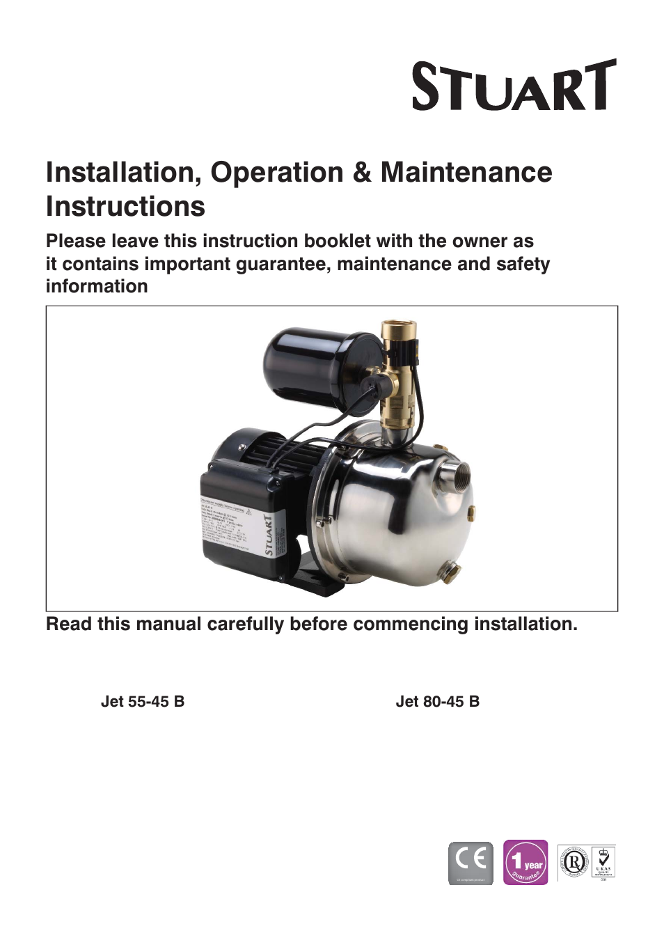 Stuart Turner Jet Pump 45 B User Manual | 20 pages