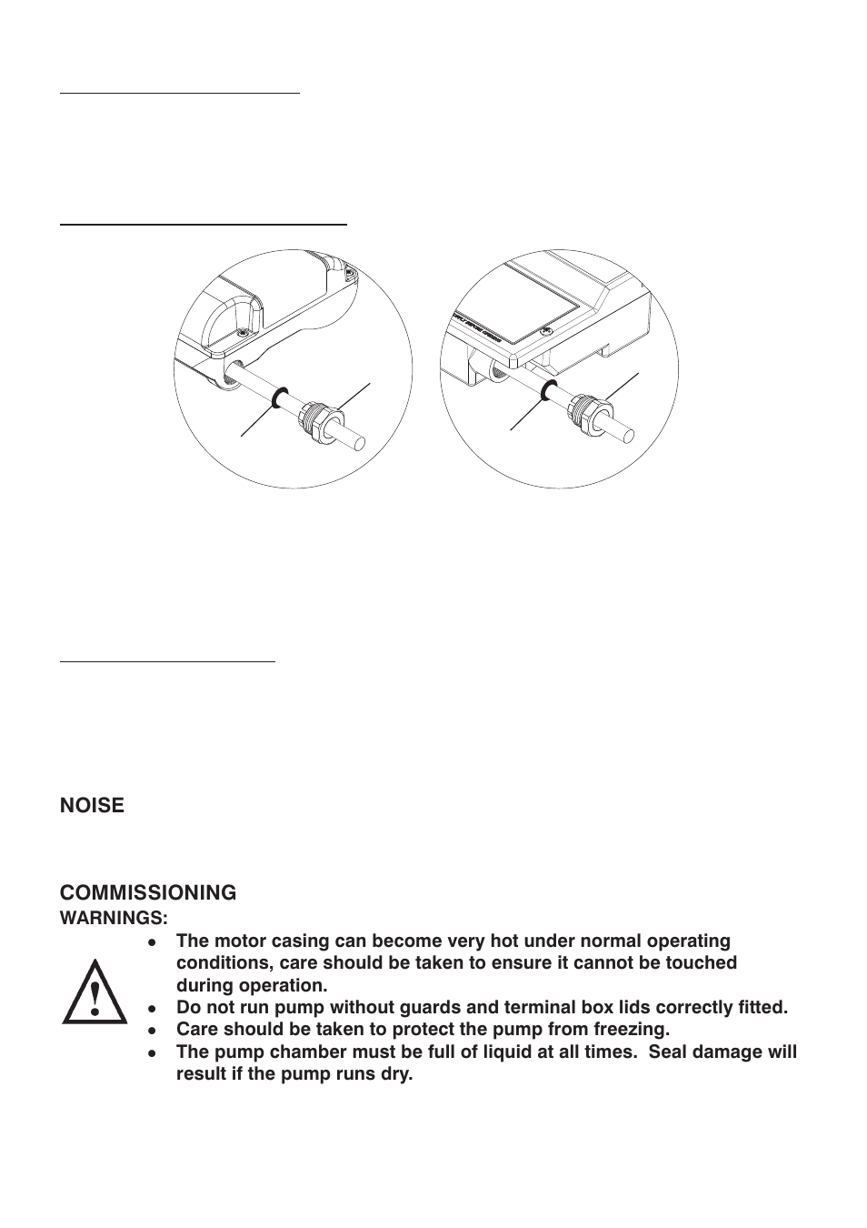 Supply cord replacement, Supply cord extension, Noise | Commissioning | Stuart Turner PH 35 ES B User Manual | Page 13 / 20