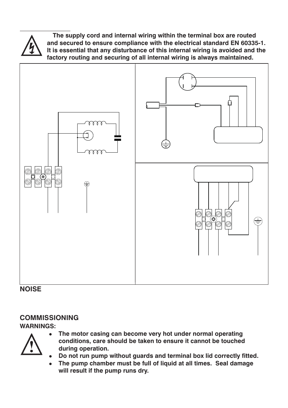 Wiring diagrams, Noise, Commissioning | Warnings | Stuart Turner Kennet 2 User Manual | Page 13 / 20