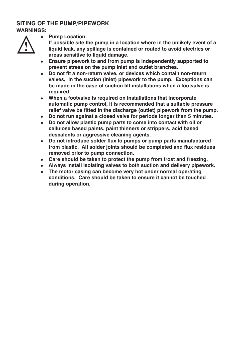 Siting of the pump/pipework | Stuart Turner Kennet 2 User Manual | Page 6 / 20