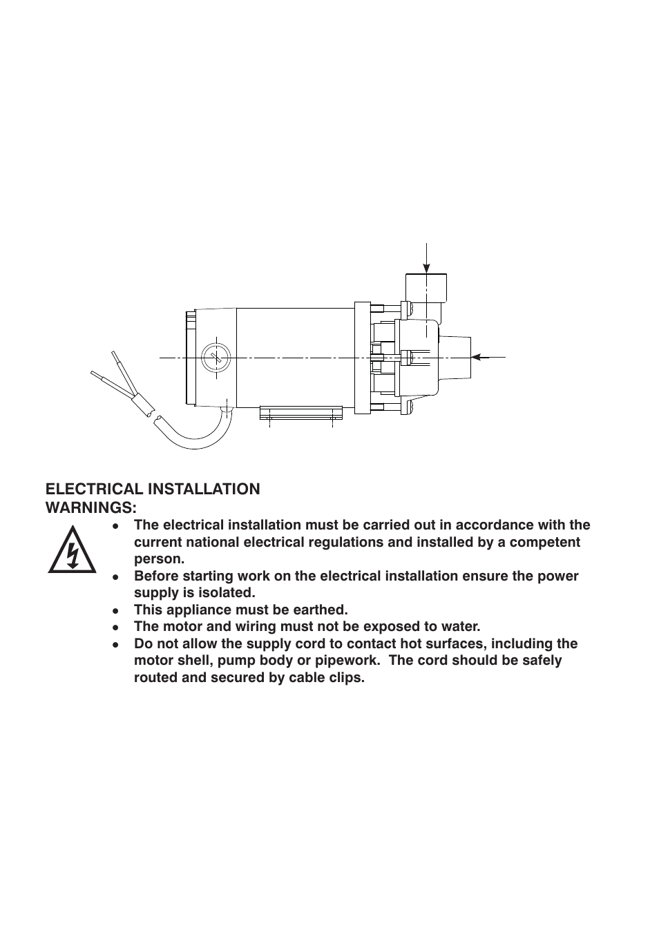 Electrical installation warnings | Stuart Turner 12/50 12 V User Manual | Page 5 / 12