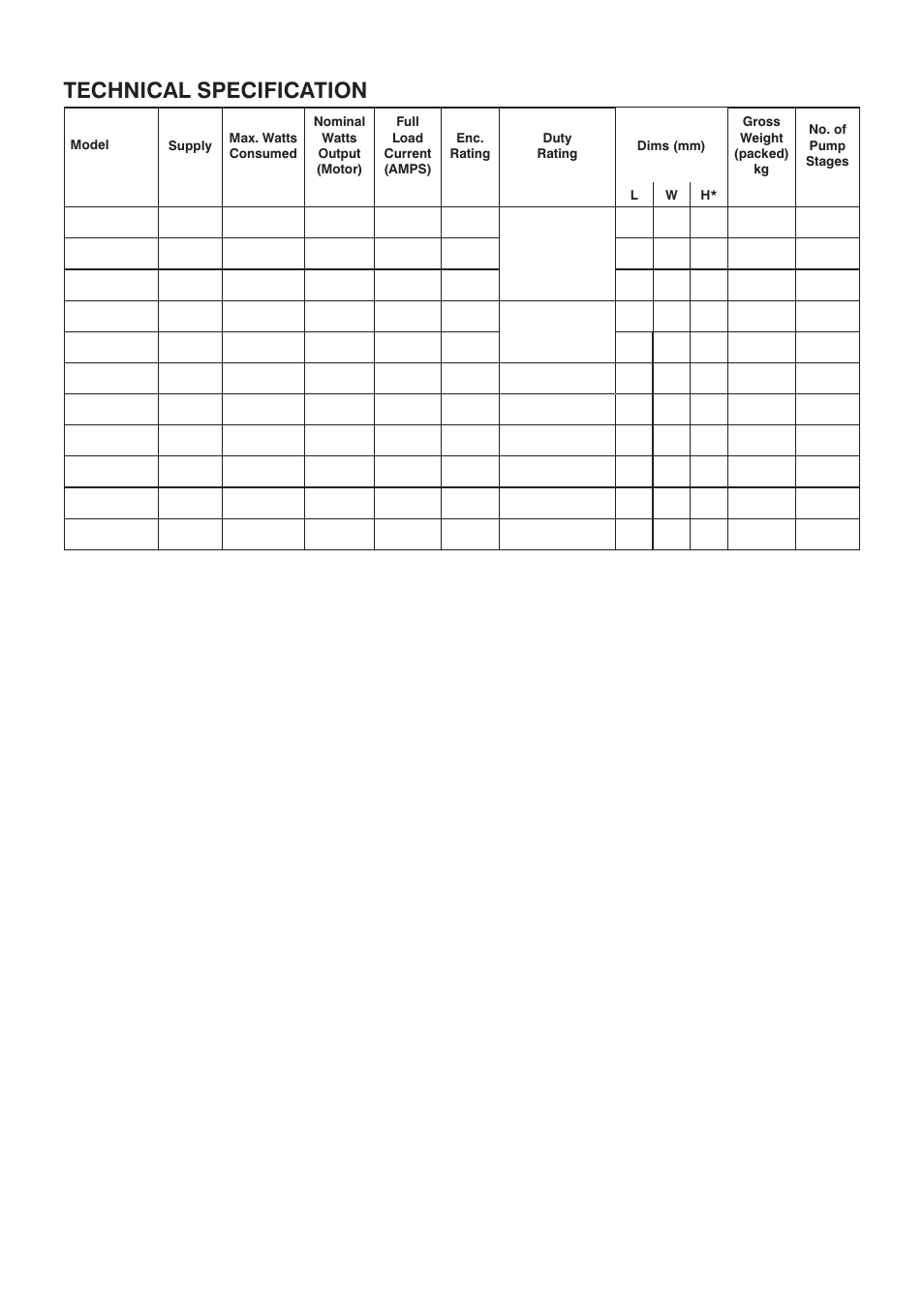 Technical specification | Stuart Turner TFL Automatic Flow Switch User Manual | Page 5 / 20
