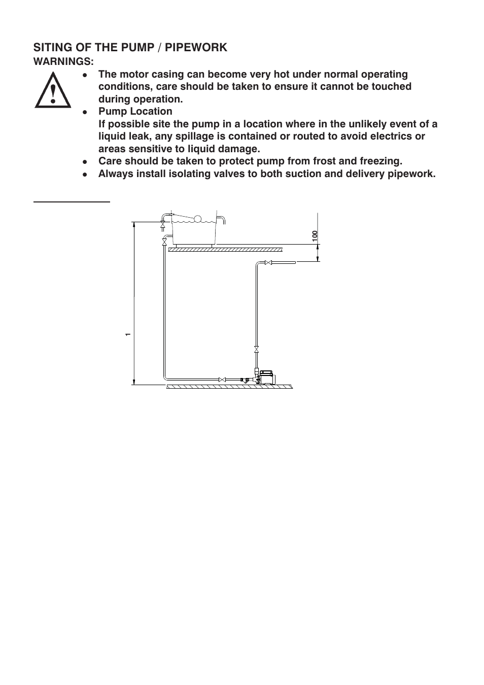 Siting of the pump / pipework, Pump location (general) | Stuart Turner TFL Automatic Flow Switch User Manual | Page 7 / 20