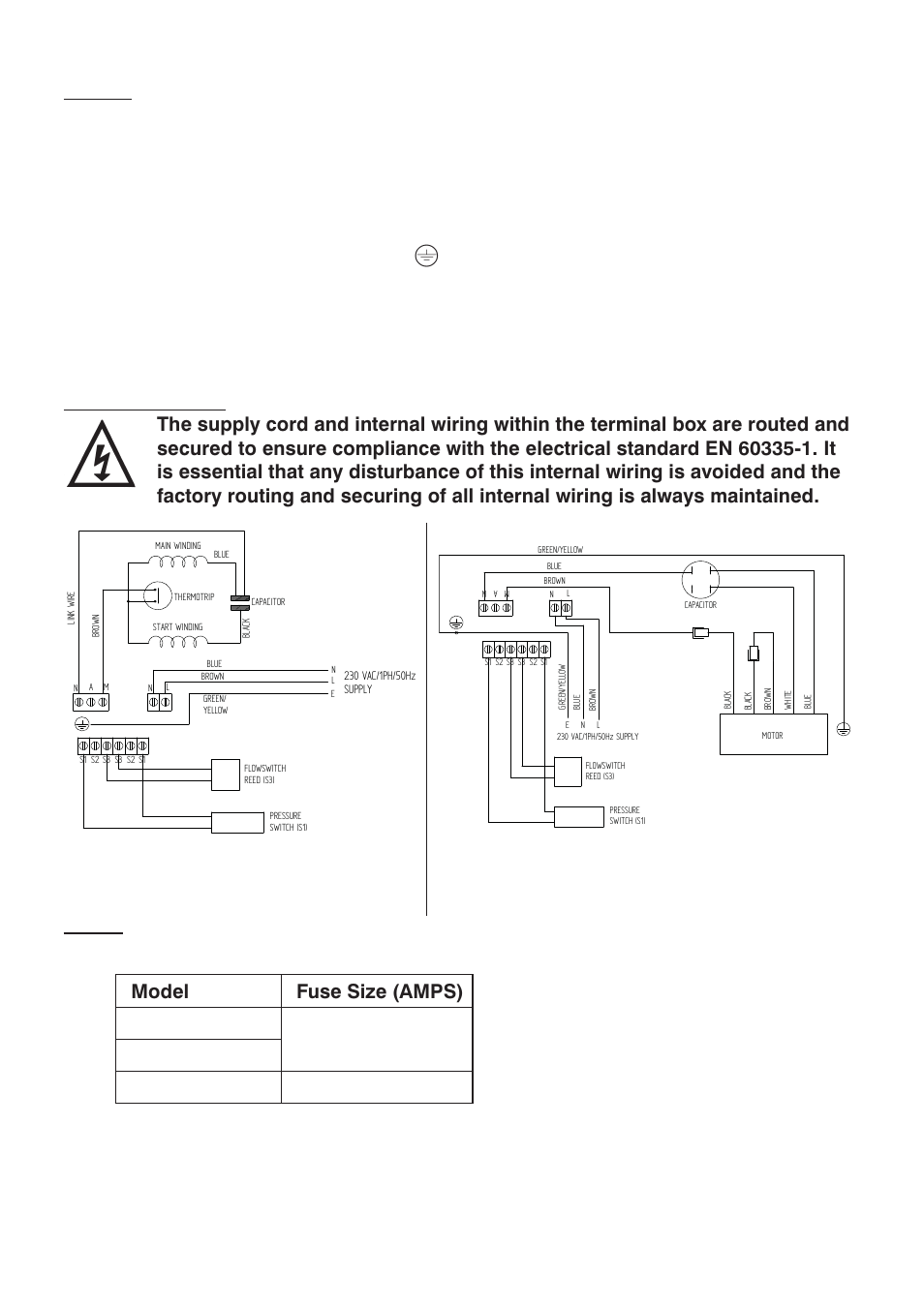 Wiring, Wiring diagrams, Fuses | Stuart Turner Boostamatic4S/L7-4S User Manual | Page 12 / 20