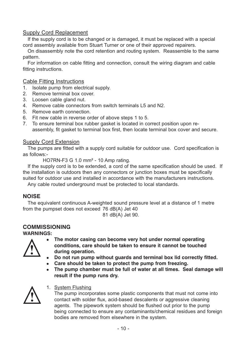 Stuart Turner Self Priming Jet 40 Centrifugal User Manual | Page 10 / 16
