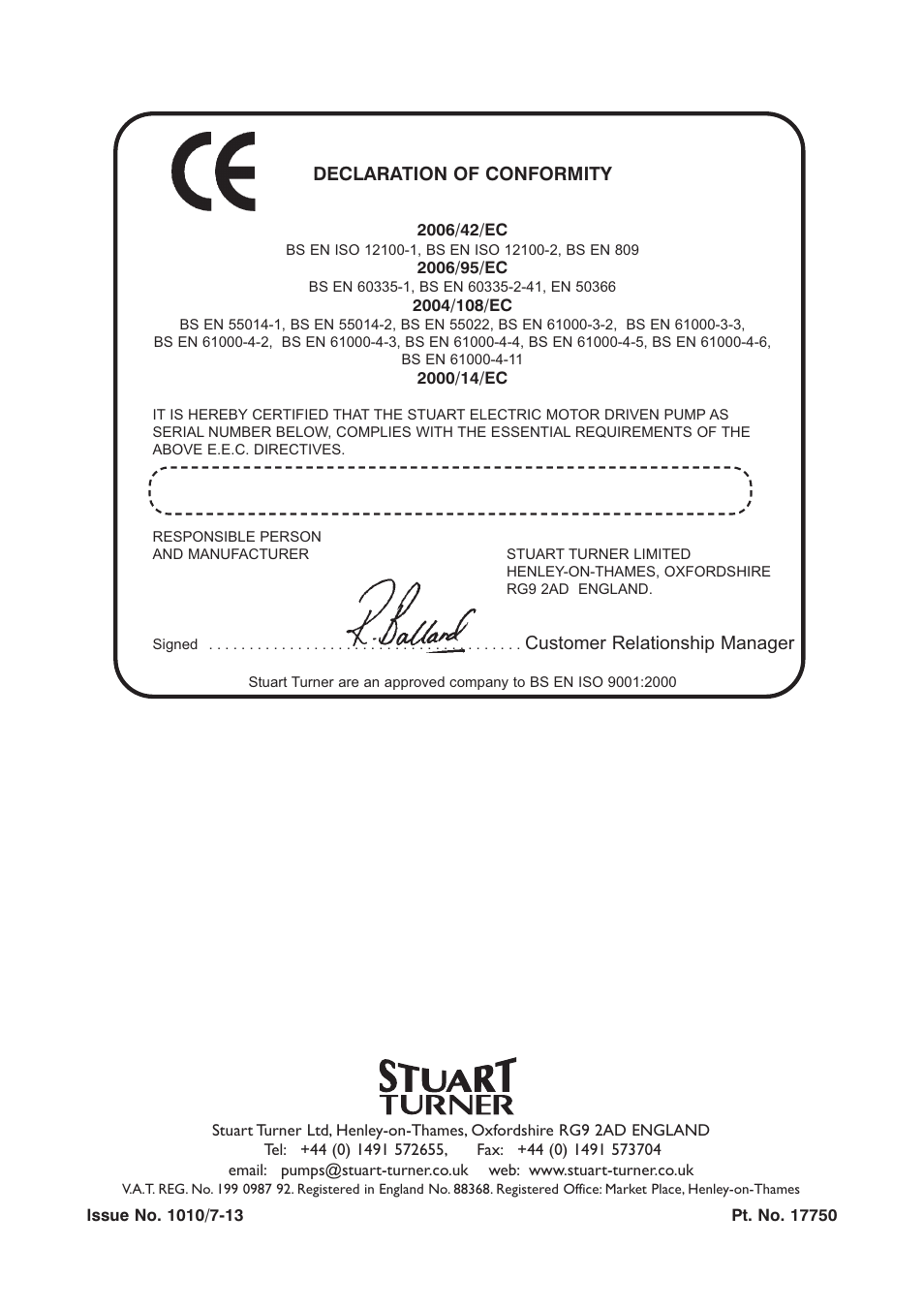 Stuart Turner Self Priming Jet 90 Centrifugal User Manual | Page 16 / 16