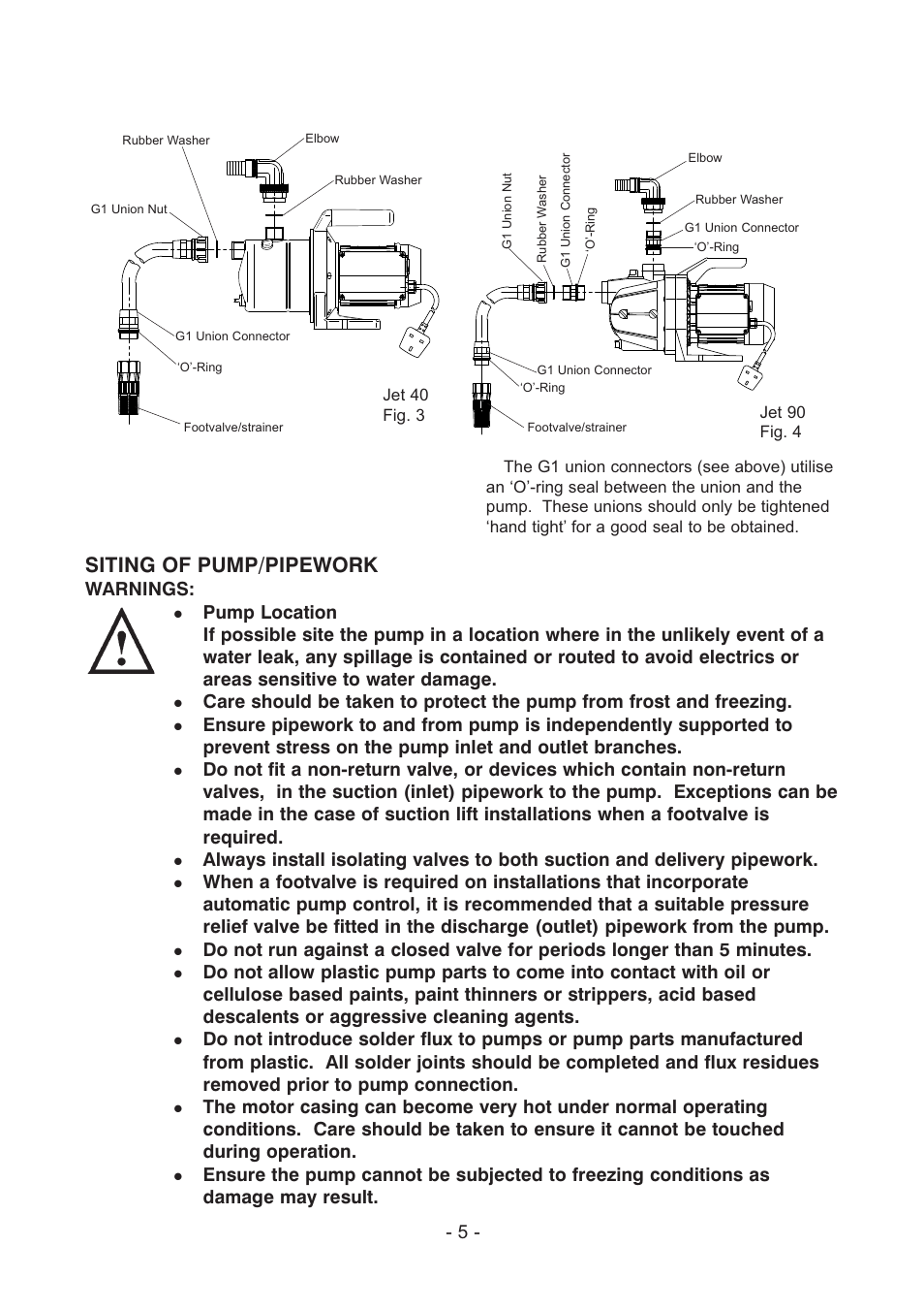 Siting of pump/pipework | Stuart Turner Self Priming Jet 90 Centrifugal User Manual | Page 5 / 16