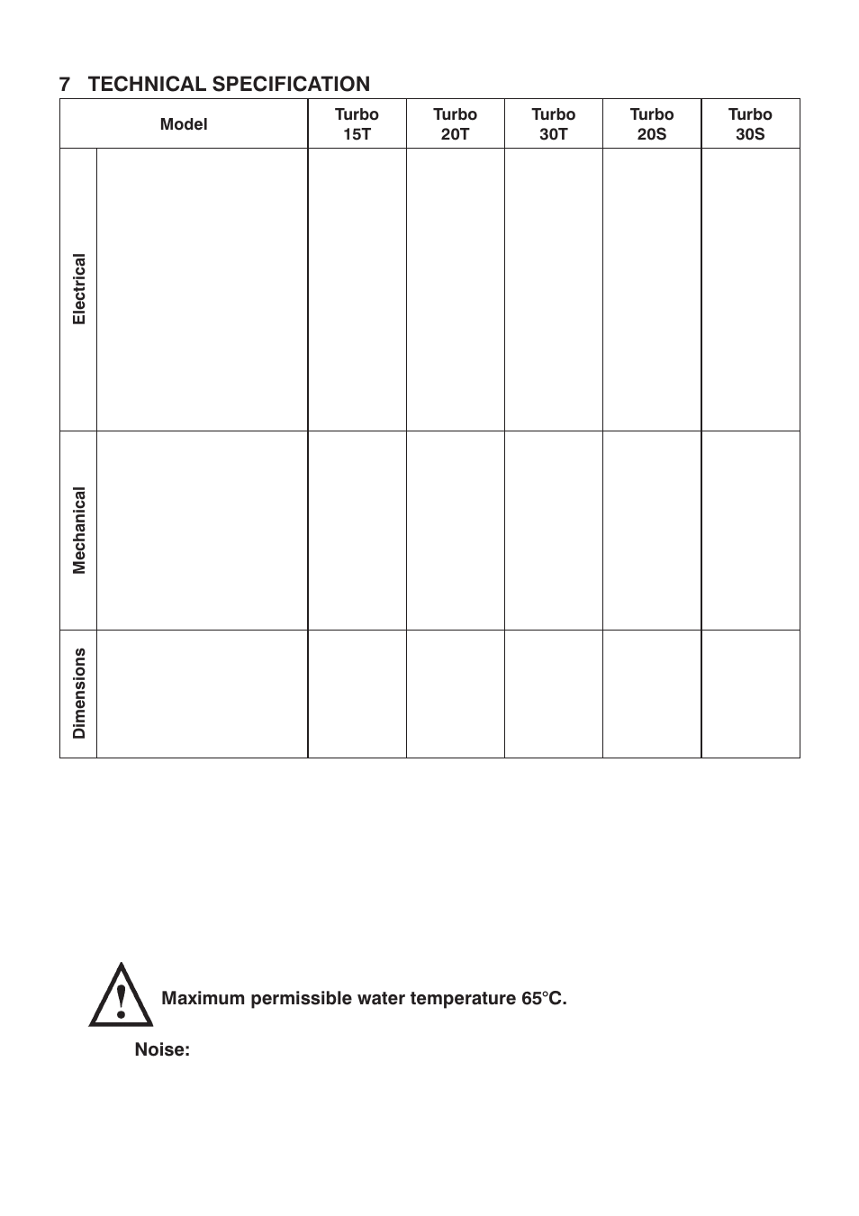7 technical specification, Mechanical, Dimensions | Stuart Turner Techflo Turbo 15T User Manual | Page 17 / 24