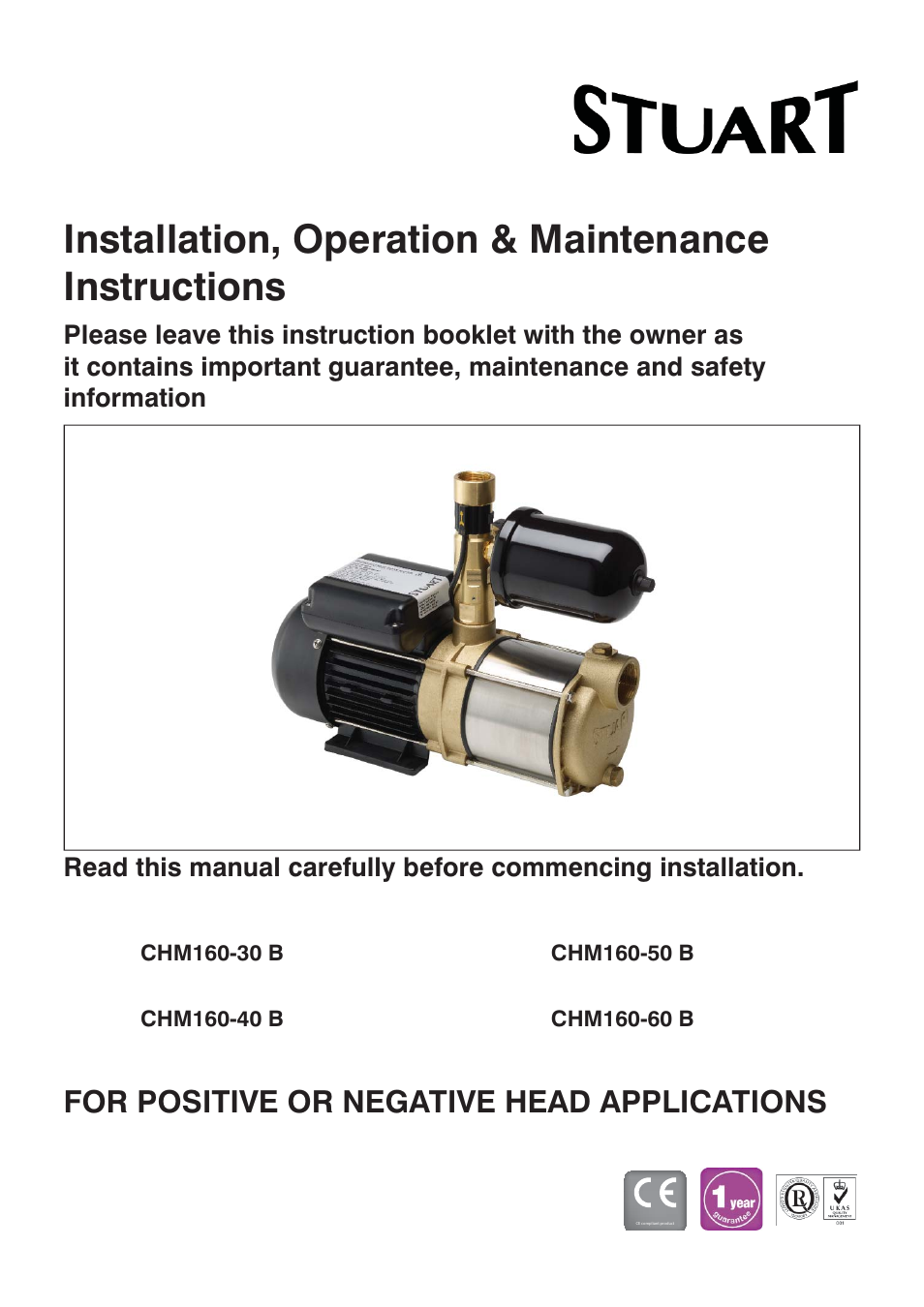 Stuart Turner CHM160-30 B User Manual | 20 pages