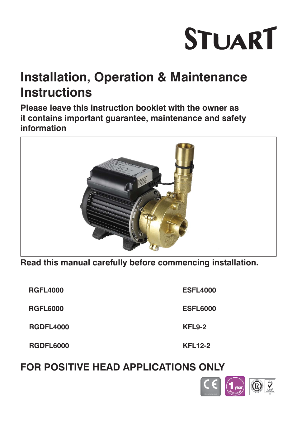 Stuart Turner RGFL4000 User Manual | 20 pages