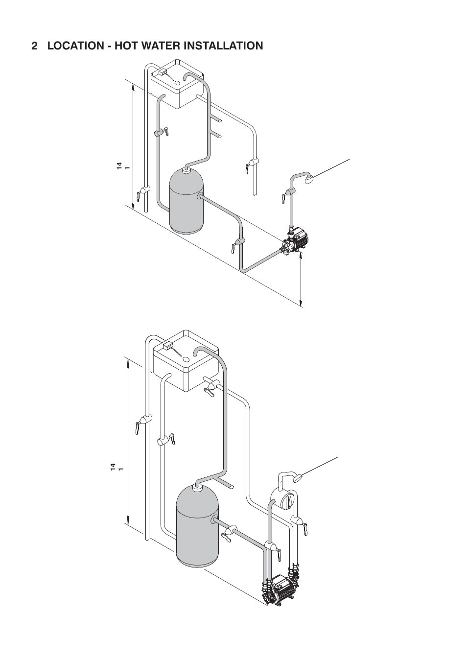2 location - hot water installation, Fig. 5, Fig. 6 - twin pump (rgdfl) | Stuart Turner RGFL4000 User Manual | Page 8 / 20