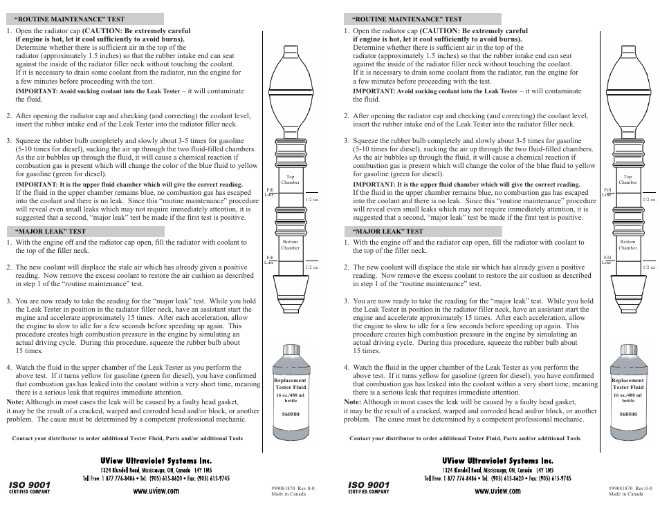 UView Combustion Leak Tester User Manual | Page 2 / 2