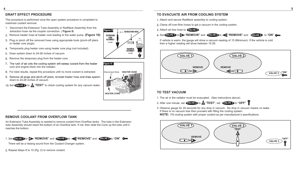 Remove coolant from overflow tank, Draft effect procedure | UView Vacufill Coolant Exchanger User Manual | Page 6 / 6