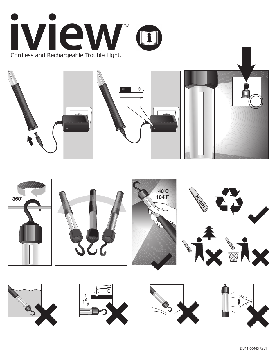 UView iView Cordless Rechargeable Worklight User Manual | 2 pages