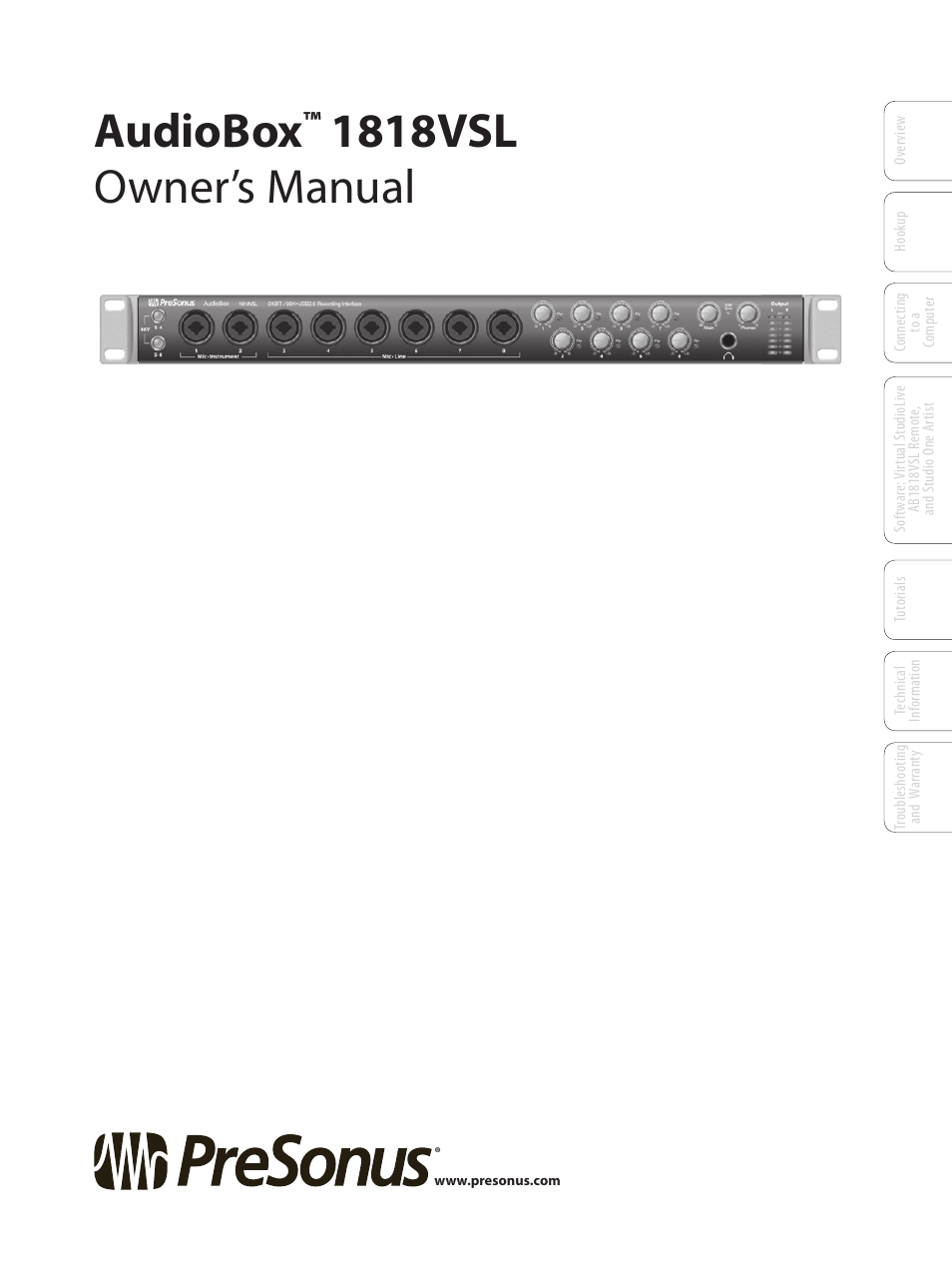 PreSonus AudioBox 1818VSL User Manual | 100 pages