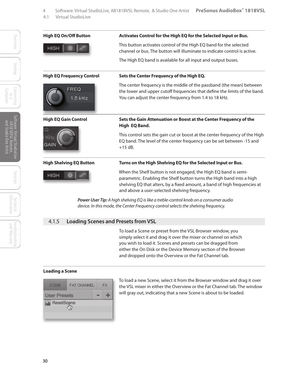 5 loading scenes and presets from vsl, 5 loading scenes and presets, From vsl — 30 | PreSonus AudioBox 1818VSL User Manual | Page 36 / 100