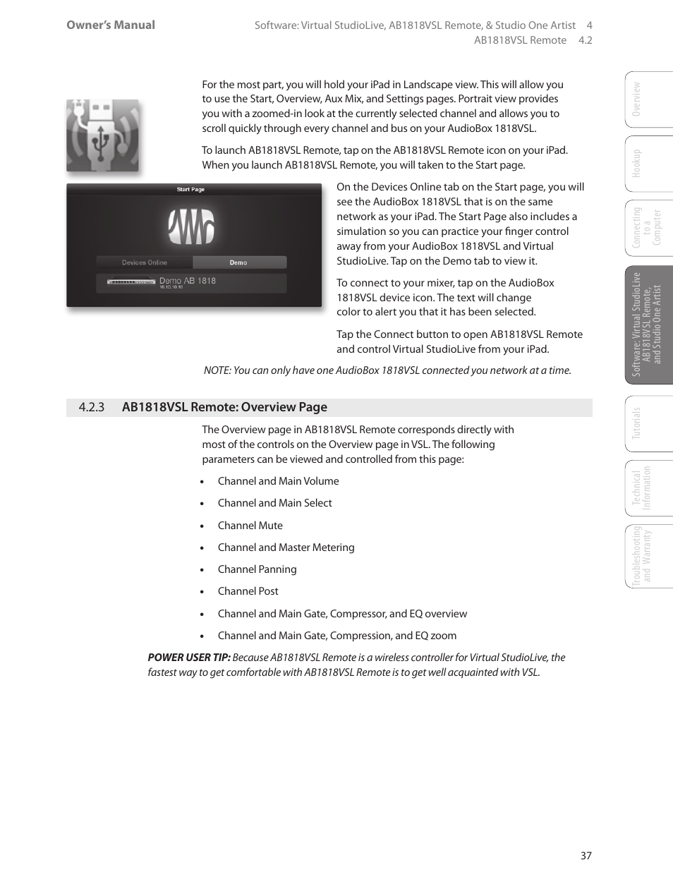 3 ab1818vsl remote | PreSonus AudioBox 1818VSL User Manual | Page 43 / 100