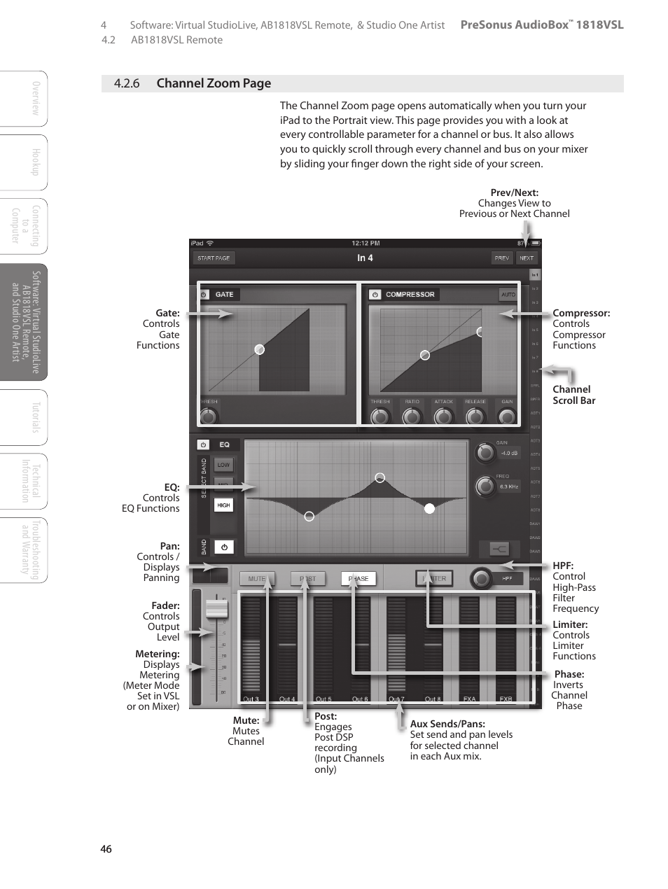 6 channel zoom page | PreSonus AudioBox 1818VSL User Manual | Page 52 / 100