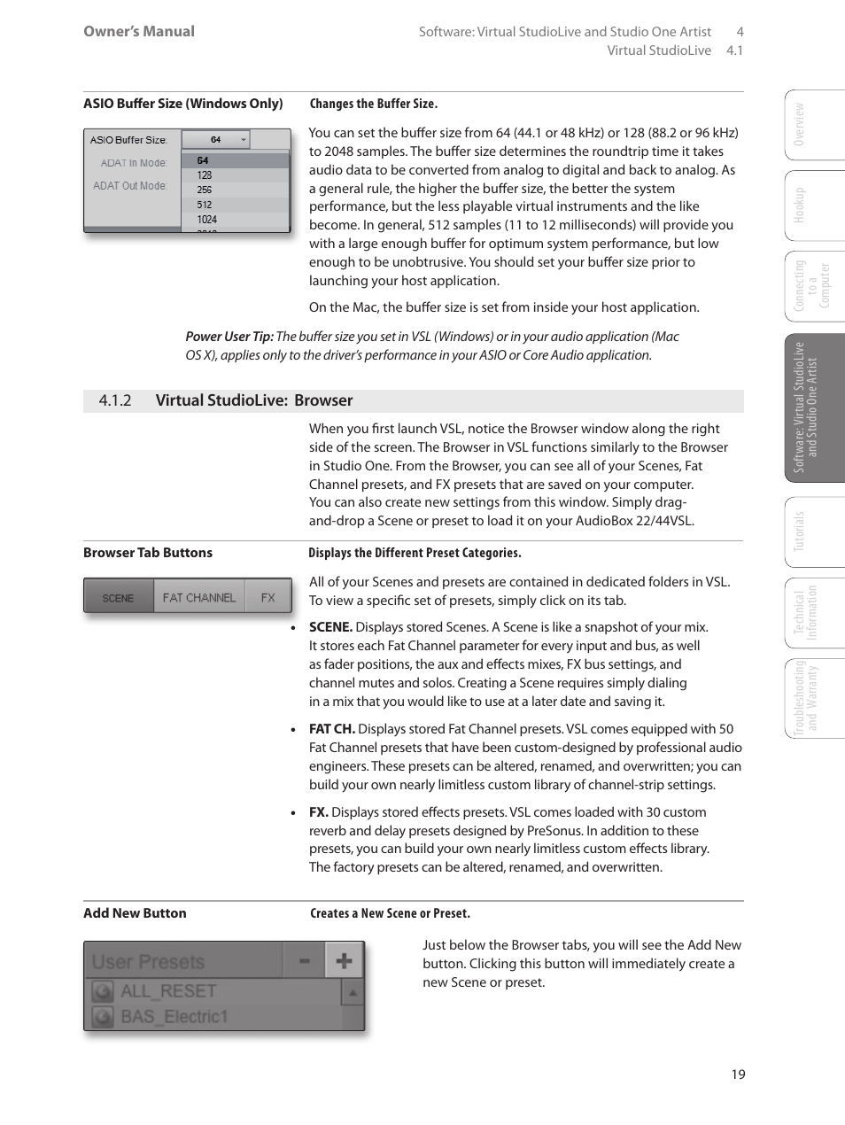 2 virtual studiolive: browser, 2 virtual studiolive, Browser — 19 | PreSonus AudioBox 44VSL User Manual | Page 23 / 84