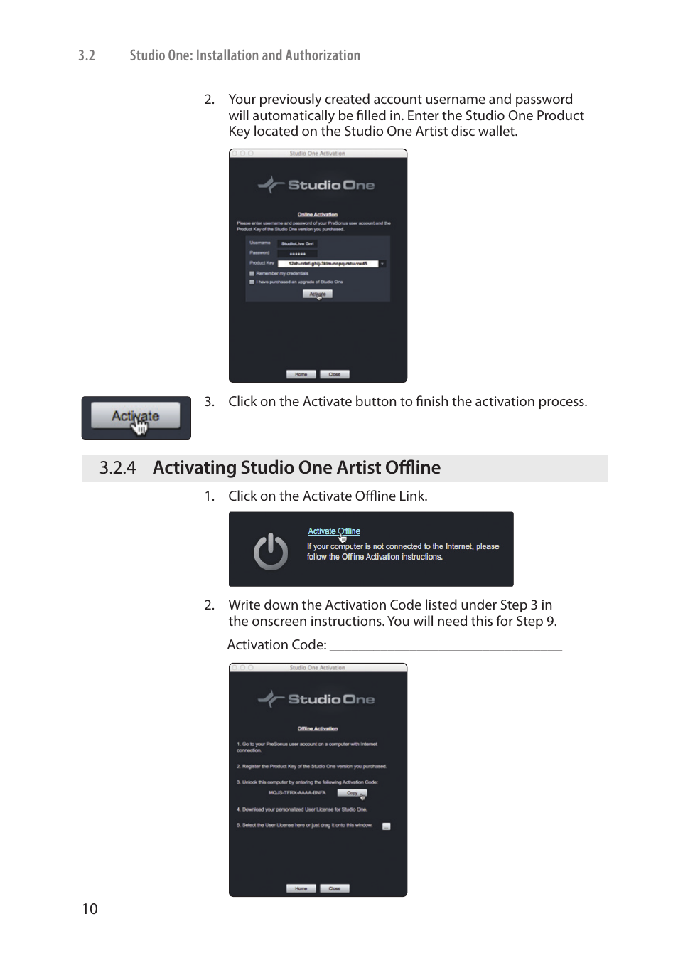 4 activating studio one artist offline, Activating studio one artist offline — 10 | PreSonus AudioBox Stereo User Manual | Page 12 / 36