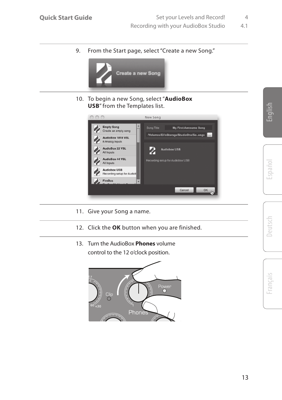 English deutsch español fr ançais | PreSonus AudioBox Studio User Manual | Page 17 / 22