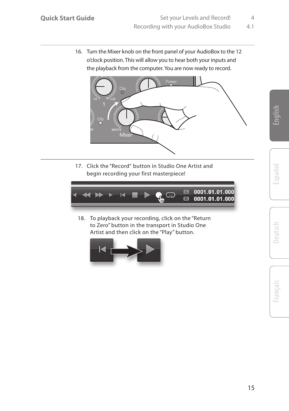 English deutsch español fr ançais | PreSonus AudioBox Studio User Manual | Page 19 / 22