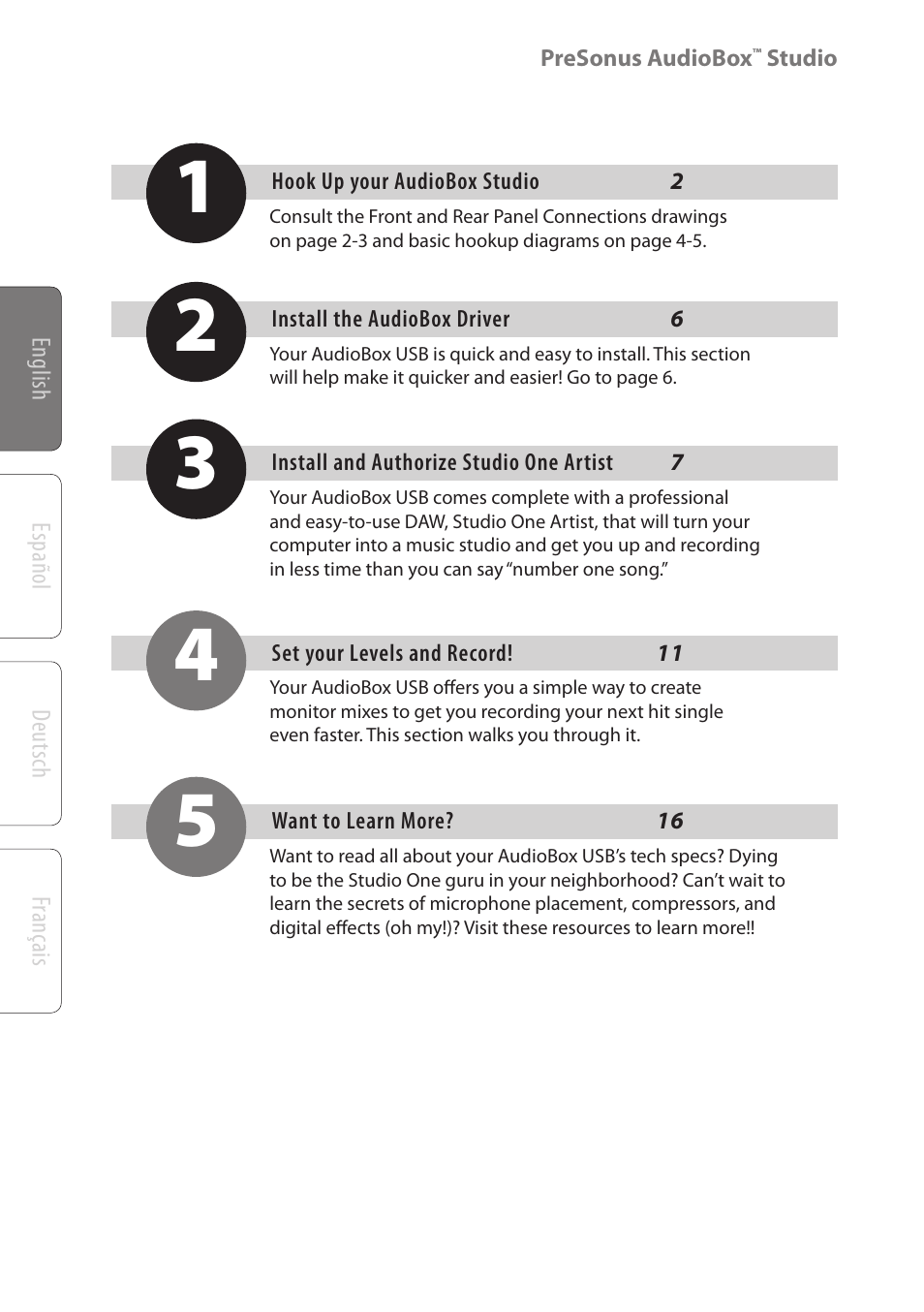 PreSonus AudioBox Studio User Manual | Page 4 / 22