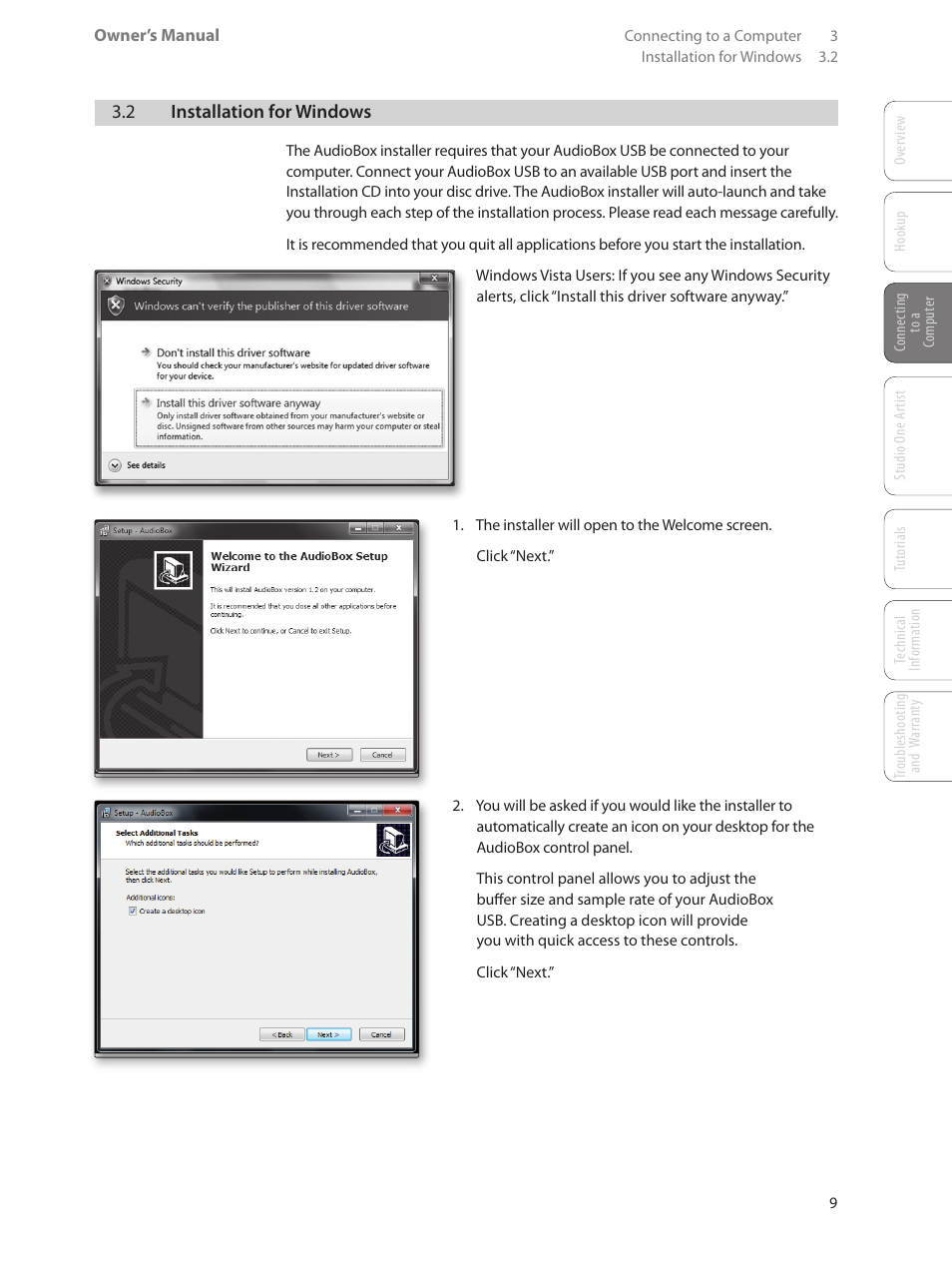 2 installation for windows, 2 installation for windows — 9 | PreSonus AudioBox USB User Manual | Page 13 / 64