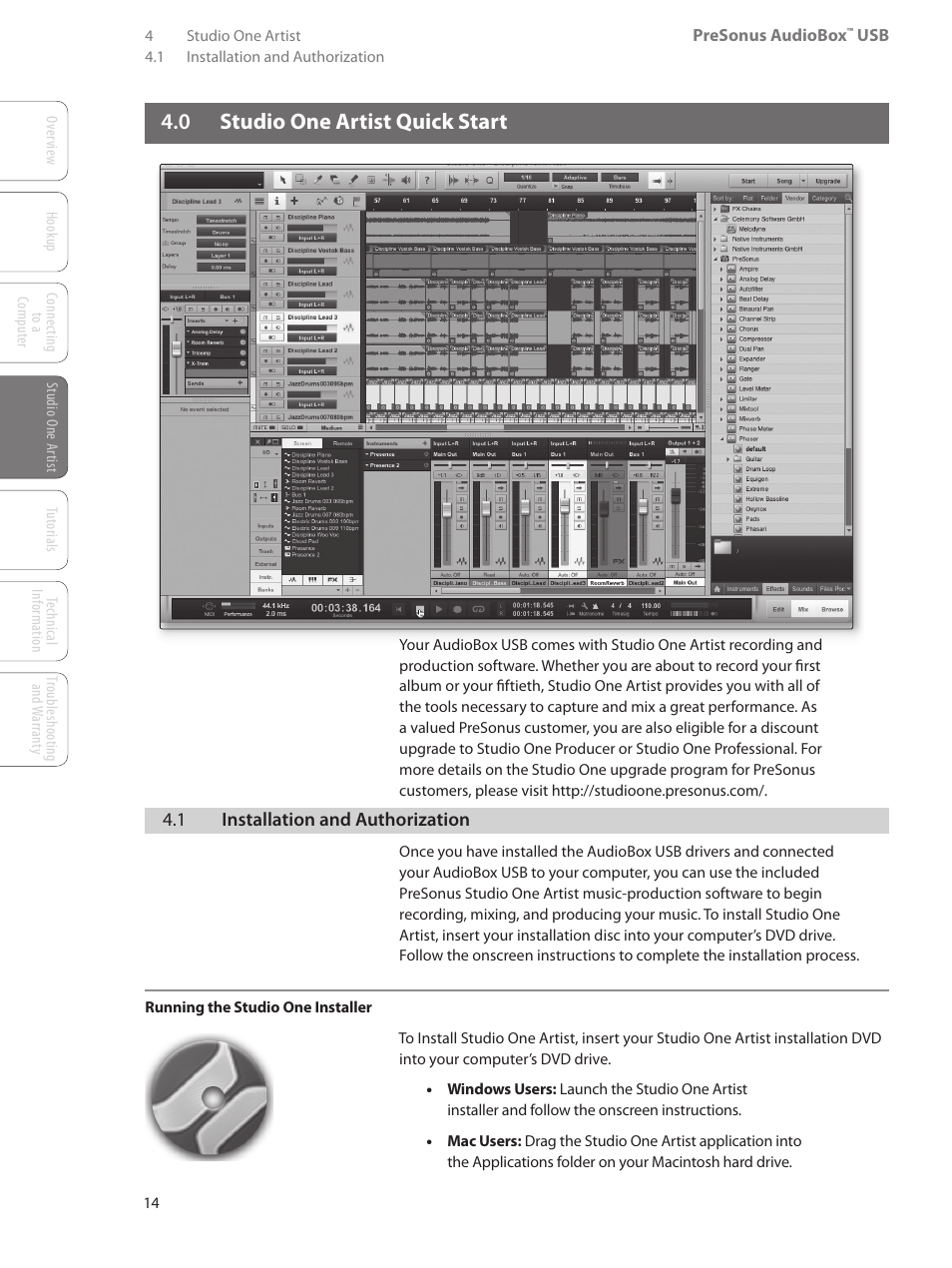 0 studio one artist quick start | PreSonus AudioBox USB User Manual | Page 18 / 64