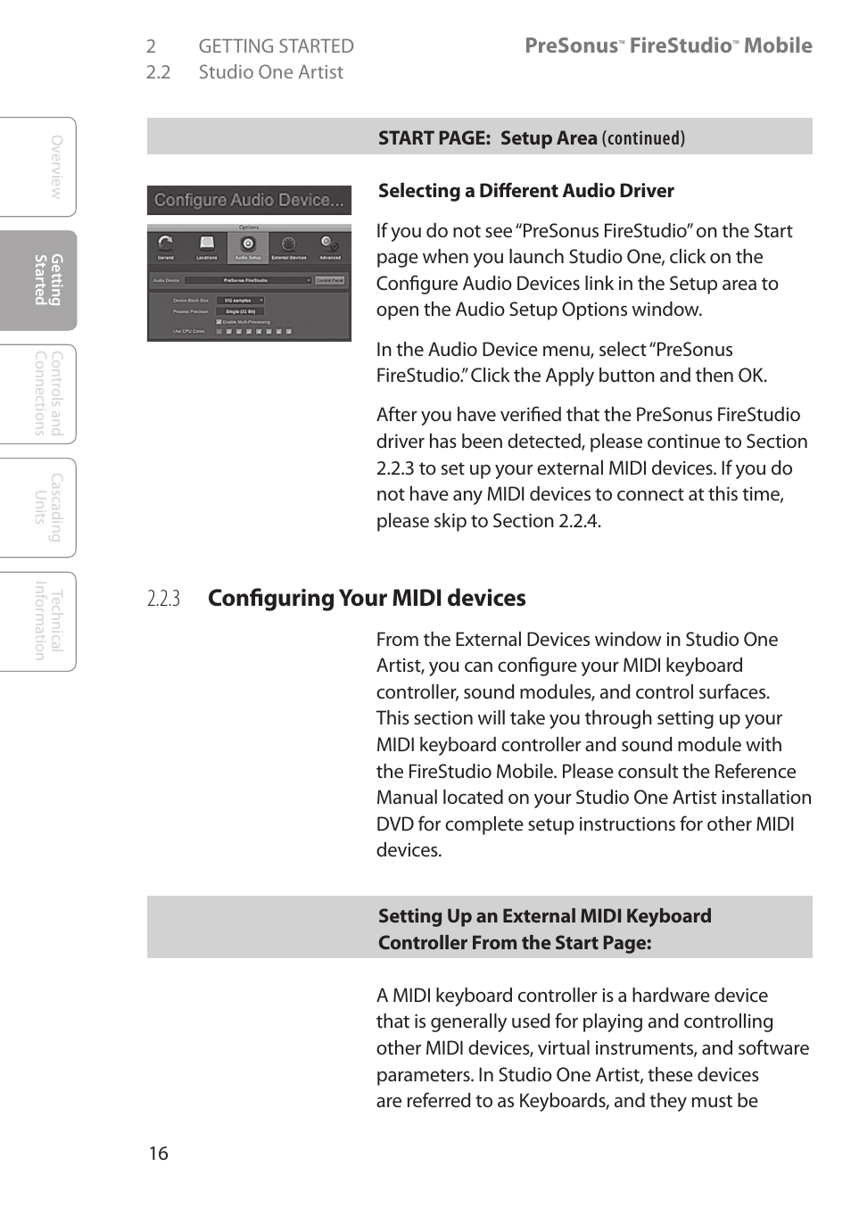 3 configuring your midi devices, 3 configuring your midi, Devices | Presonus, Firestudio, Mobile | PreSonus FireStudio Mobile User Manual | Page 16 / 68