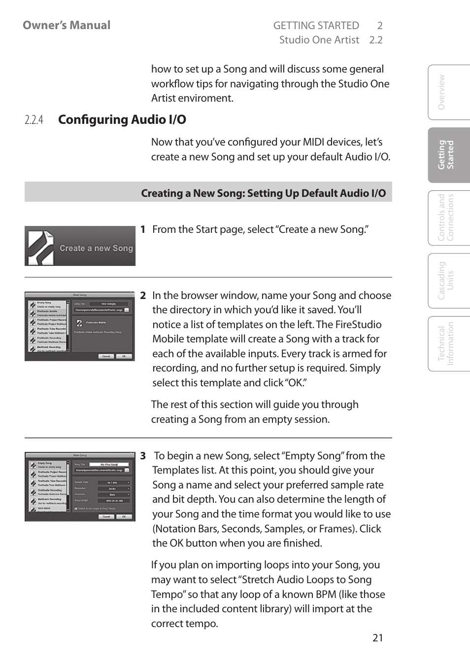 4 configuring audio i/o, 4 configuring audio, Owner’s manual | PreSonus FireStudio Mobile User Manual | Page 21 / 68