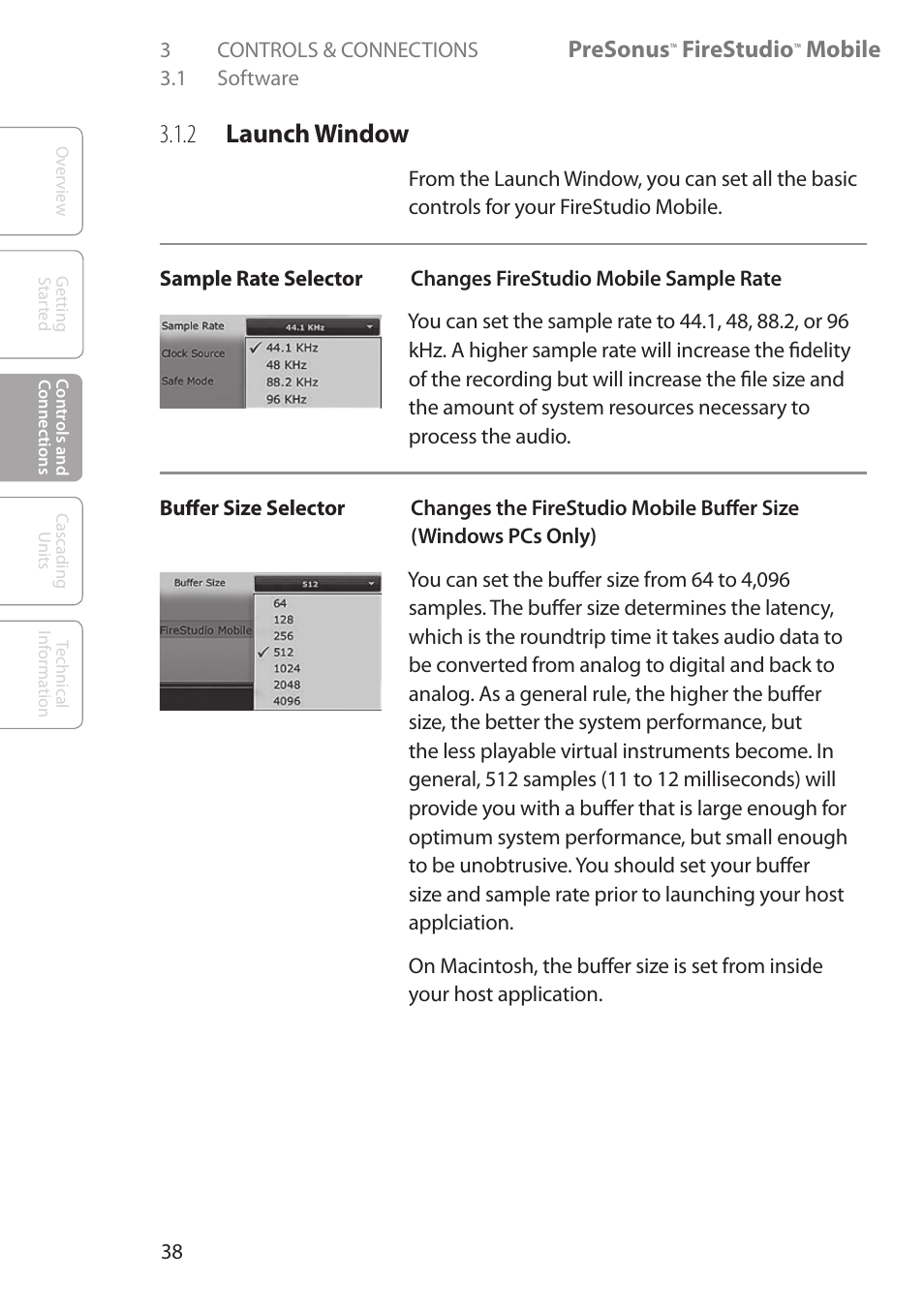 2 launch window, 2 launch window 38, Presonus | Firestudio, Mobile | PreSonus FireStudio Mobile User Manual | Page 38 / 68