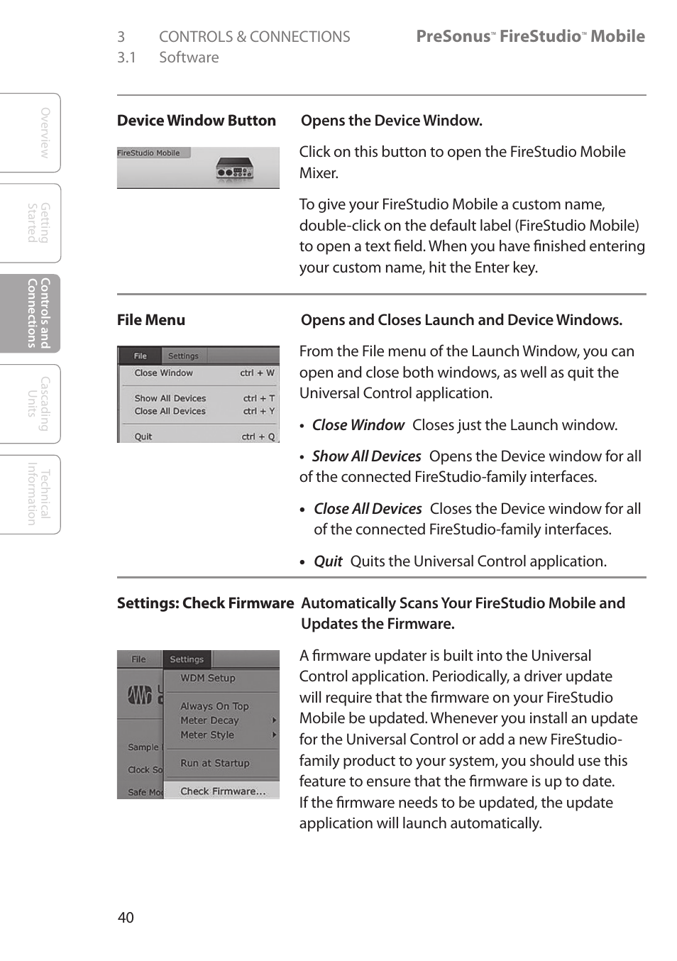 Presonus, Firestudio, Mobile | PreSonus FireStudio Mobile User Manual | Page 40 / 68