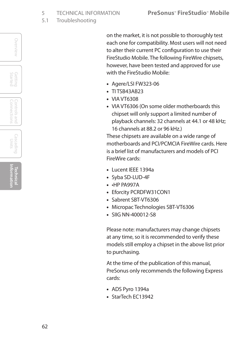 Presonus, Firestudio, Mobile | PreSonus FireStudio Mobile User Manual | Page 62 / 68