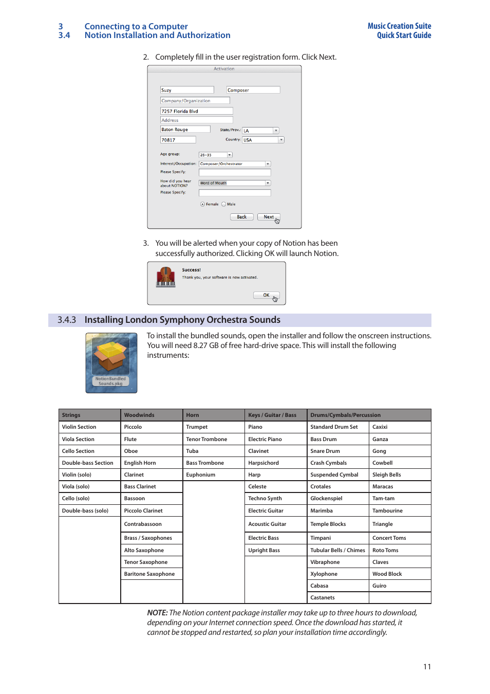 3 installing london symphony orchestra sounds, 3 installing london symphony orchestra, Sounds — 11 | PreSonus Music Creation Suite User Manual | Page 15 / 42