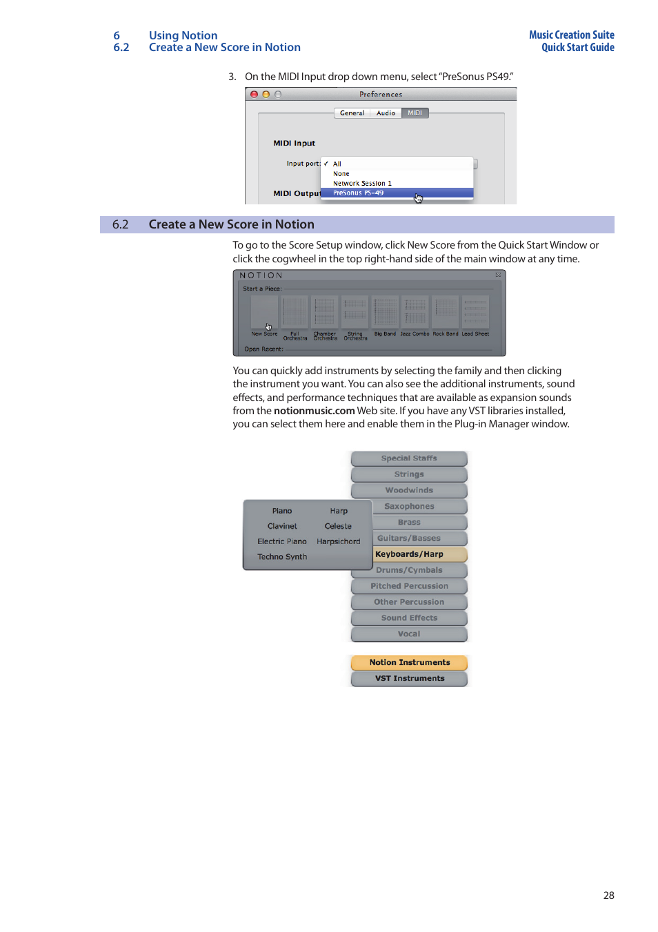 2 create a new score in notion, Create a new score in notion — 28 | PreSonus Music Creation Suite User Manual | Page 32 / 42