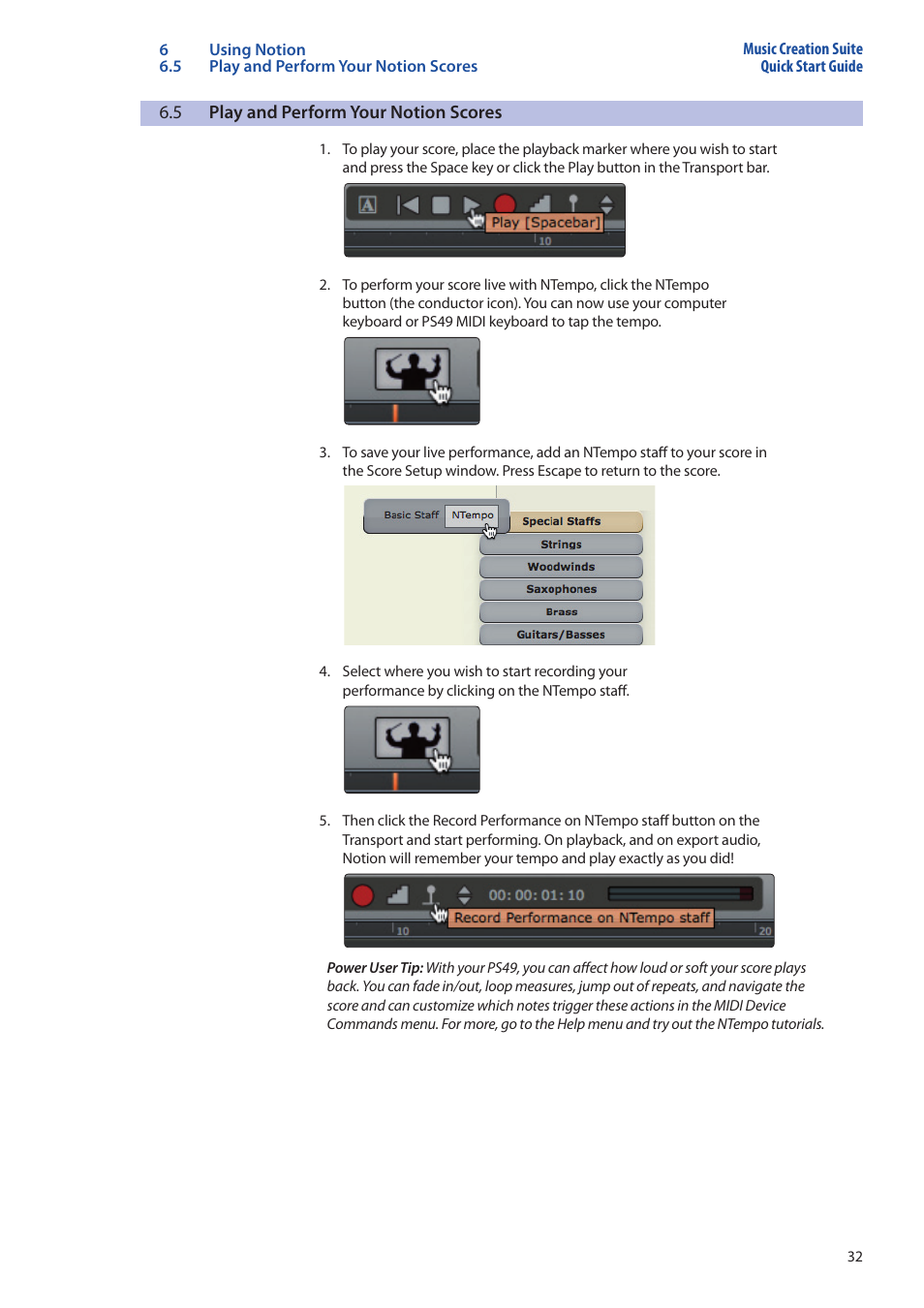 5 play and perform your notion scores, Play and perform your notion scores — 32 | PreSonus Music Creation Suite User Manual | Page 36 / 42