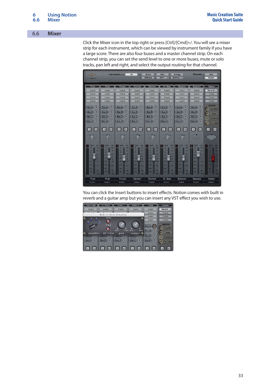 6 mixer, Mixer — 33 | PreSonus Music Creation Suite User Manual | Page 37 / 42