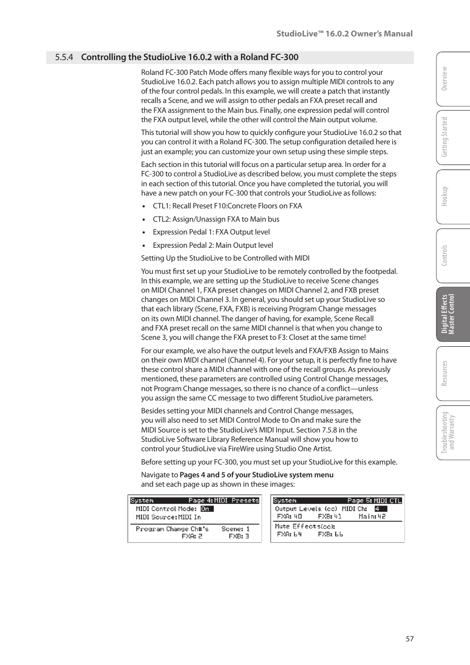 4 controlling the studiolive 16.0.2, With a roland fc-300 — 57 | PreSonus StudioLive 16.0.2 User Manual | Page 61 / 80