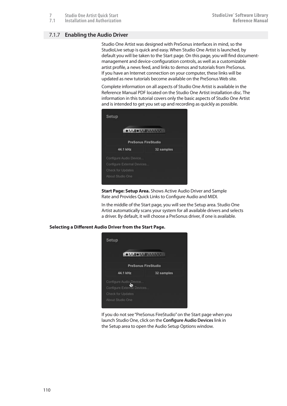 7 enabling the audio driver — 110 | PreSonus StudioLive 24.4.2 User Manual | Page 114 / 150